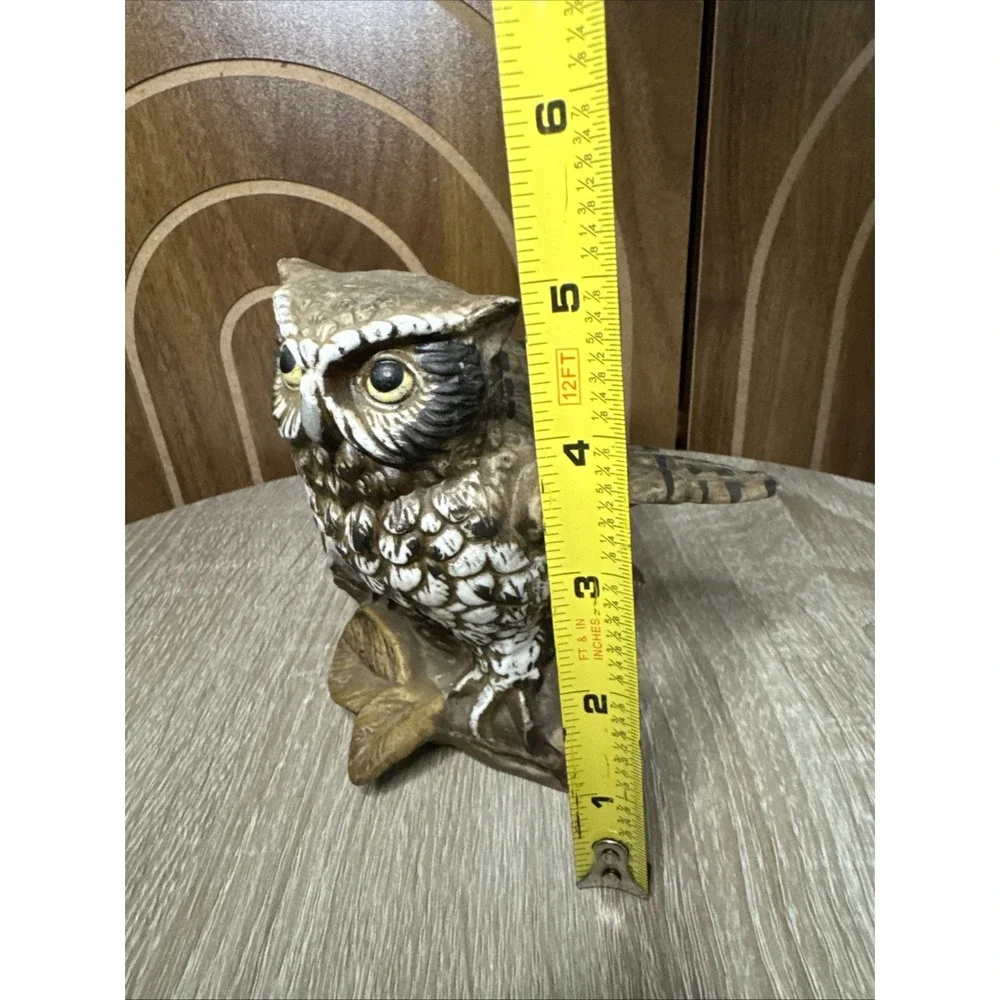 Vintage Homco Ceramic Porcelain  Brown Owl Figurine 1114 Original Stamp Decor